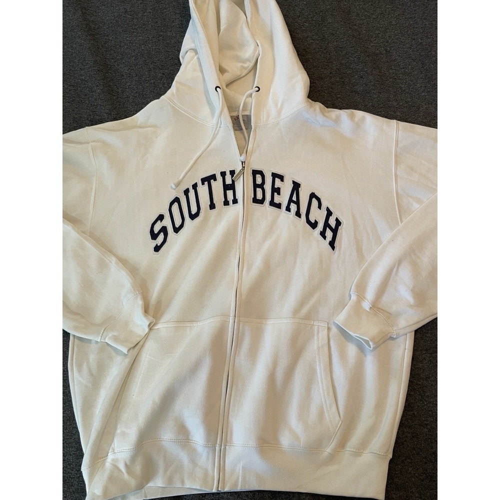 ESY Casualwear White Full Zip Jacket Hoodie XXL SOUTH BEACH